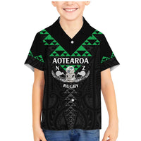 Personalised Aotearoa Rugby Family Matching Mermaid Dress and Hawaiian Shirt New Zealand Maori Kete Matauranga Pattern