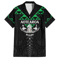Personalised Aotearoa Rugby Family Matching Off Shoulder Short Dress and Hawaiian Shirt New Zealand Maori Kete Matauranga Pattern