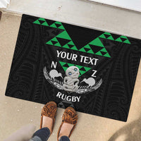 Personalised Aotearoa Rugby Rubber Doormat New Zealand Maori Kete Matauranga Pattern LT14 - Polynesian Pride