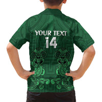 Custom Aotearoa Rugby Family Matching Off Shoulder Short Dress and Hawaiian Shirt New Zealand Maori Kete Poutama Pattern LT14 - Polynesian Pride