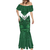Custom Aotearoa Rugby Mermaid Dress New Zealand Maori Kete Poutama Pattern