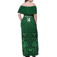Custom Aotearoa Rugby Off Shoulder Maxi Dress New Zealand Maori Kete Poutama Pattern
