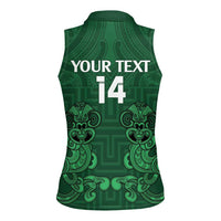 Custom Aotearoa Rugby Women Sleeveless Polo Shirt New Zealand Maori Kete Poutama Pattern