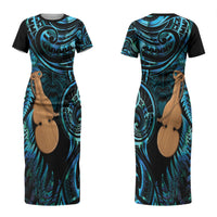 Kotiate New Zealand Couples Matching Short Sleeve Bodycon Dress and Hawaiian Shirt Maori Weapon Paua Shell Haka Fern LT14 - Polynesian Pride