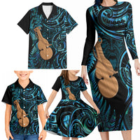 Kotiate New Zealand Family Matching Long Sleeve Bodycon Dress and Hawaiian Shirt Maori Weapon Paua Shell Haka Fern LT14 - Polynesian Pride
