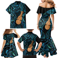 Kotiate New Zealand Family Matching Mermaid Dress and Hawaiian Shirt Maori Weapon Paua Shell Haka Fern LT14 Mom's Dress Turquoise - Polynesian Pride