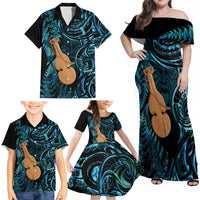 Kotiate New Zealand Family Matching Off Shoulder Maxi Dress and Hawaiian Shirt Maori Weapon Paua Shell Haka Fern