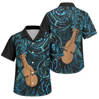 Kotiate New Zealand Family Matching Off Shoulder Short Dress and Hawaiian Shirt Maori Weapon Paua Shell Haka Fern LT14 Son's Shirt Turquoise - Polynesian Pride