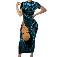 Kotiate New Zealand Family Matching Short Sleeve Bodycon Dress and Hawaiian Shirt Maori Weapon Paua Shell Haka Fern