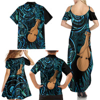 Kotiate New Zealand Family Matching Summer Maxi Dress and Hawaiian Shirt Maori Weapon Paua Shell Haka Fern LT14 Mom's Dress Turquoise - Polynesian Pride