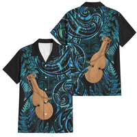 Kotiate New Zealand Family Matching Summer Maxi Dress and Hawaiian Shirt Maori Weapon Paua Shell Haka Fern LT14 Dad's Shirt - Short Sleeve Turquoise - Polynesian Pride