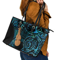 Kotiate New Zealand Leather Tote Bag Maori Weapon Paua Shell Haka Fern