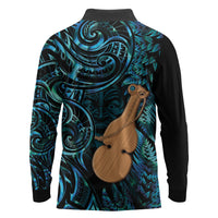 Kotiate New Zealand Long Sleeve Polo Shirt Maori Weapon Paua Shell Haka Fern