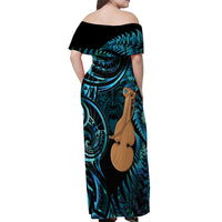 Kotiate New Zealand Off Shoulder Maxi Dress Maori Weapon Paua Shell Haka Fern LT14 - Polynesian Pride