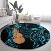 Kotiate New Zealand Round Carpet Maori Weapon Paua Shell Haka Fern
