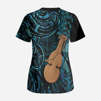 Kotiate New Zealand Scrub Top Maori Weapon Paua Shell Haka Fern