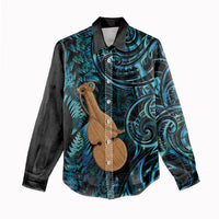 Kotiate New Zealand Women Casual Shirt Maori Weapon Paua Shell Haka Fern