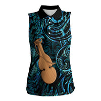 Kotiate New Zealand Women Sleeveless Polo Shirt Maori Weapon Paua Shell Haka Fern