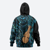 Kotiate New Zealand Zip Hoodie Maori Weapon Paua Shell Haka Fern