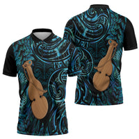Kotiate New Zealand Zipper Polo Shirt Maori Weapon Paua Shell Haka Fern