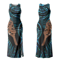Maripi New Zealand Couples Matching Tank Maxi Dress and Long Sleeve Button Shirt Maori Weapon Paua Shell Haka Fern LT14 - Polynesian Pride