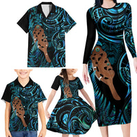 Maripi New Zealand Family Matching Long Sleeve Bodycon Dress and Hawaiian Shirt Maori Weapon Paua Shell Haka Fern LT14 - Polynesian Pride