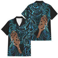 Maripi New Zealand Family Matching Mermaid Dress and Hawaiian Shirt Maori Weapon Paua Shell Haka Fern LT14 Dad's Shirt - Short Sleeve Turquoise - Polynesian Pride