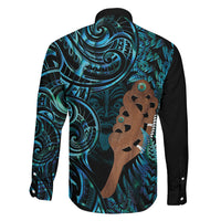 Maripi New Zealand Family Matching Mermaid Dress and Hawaiian Shirt Maori Weapon Paua Shell Haka Fern LT14 Son's Shirt Turquoise - Polynesian Pride