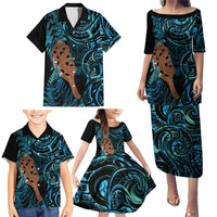 Maripi New Zealand Family Matching Puletasi and Hawaiian Shirt Maori Weapon Paua Shell Haka Fern