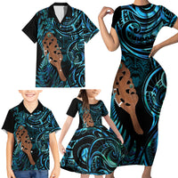 Maripi New Zealand Family Matching Short Sleeve Bodycon Dress and Hawaiian Shirt Maori Weapon Paua Shell Haka Fern LT14 - Polynesian Pride