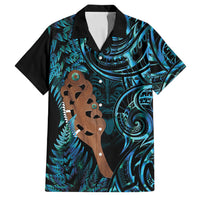 Maripi New Zealand Family Matching Summer Maxi Dress and Hawaiian Shirt Maori Weapon Paua Shell Haka Fern LT14 Dad's Shirt - Short Sleeve Turquoise - Polynesian Pride