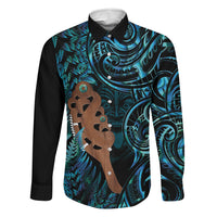 Maripi New Zealand Family Matching Summer Maxi Dress and Hawaiian Shirt Maori Weapon Paua Shell Haka Fern LT14 Daughter's Dress Turquoise - Polynesian Pride
