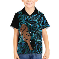 Maripi New Zealand Kid Hawaiian Shirt Maori Weapon Paua Shell Haka Fern LT14 Kid Turquoise - Polynesian Pride