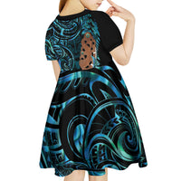 Maripi New Zealand Kid Short Sleeve Dress Maori Weapon Paua Shell Haka Fern LT14 - Polynesian Pride