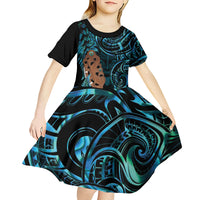 Maripi New Zealand Kid Short Sleeve Dress Maori Weapon Paua Shell Haka Fern LT14 - Polynesian Pride