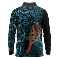 Maripi New Zealand Long Sleeve Polo Shirt Maori Weapon Paua Shell Haka Fern