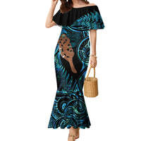 Maripi New Zealand Mermaid Dress Maori Weapon Paua Shell Haka Fern LT14 Women Turquoise - Polynesian Pride