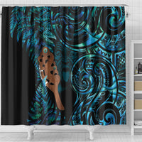 Maripi New Zealand Shower Curtain Maori Weapon Paua Shell Haka Fern