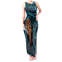 Maripi New Zealand Tank Maxi Dress Maori Weapon Paua Shell Haka Fern LT14 Women Turquoise - Polynesian Pride