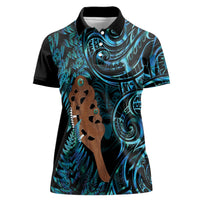 Maripi New Zealand Women Polo Shirt Maori Weapon Paua Shell Haka Fern