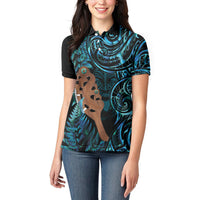 Maripi New Zealand Women Polo Shirt Maori Weapon Paua Shell Haka Fern