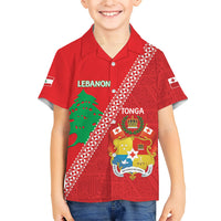 Tonga And Lebanon Kid Hawaiian Shirt 2026 Together Half Style LT14 Kid Red - Polynesian Pride