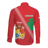 Tonga And Lebanon Long Sleeve Button Shirt 2026 Together Half Style LT14 - Polynesian Pride