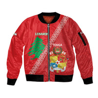 Tonga And Lebanon Sleeve Zip Bomber Jacket 2026 Together Half Style