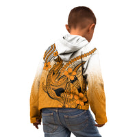 Hawaii Kid Hoodie Polynesian Shark Tattoo With Plumeria Orange Gradient LT14 - Polynesian Pride