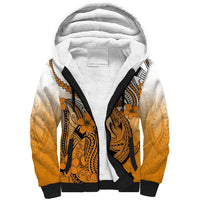 Hawaii Sherpa Hoodie Polynesian Shark Tattoo With Plumeria Orange Gradient LT14 Unisex Orange - Polynesian Pride