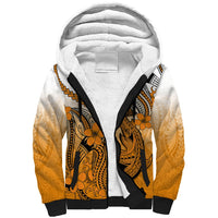 Hawaii Sherpa Hoodie Polynesian Shark Tattoo With Plumeria Orange Gradient LT14 Unisex Orange - Polynesian Pride