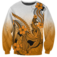 Hawaii Sweatshirt Polynesian Shark Tattoo With Plumeria Orange Gradient LT14 Unisex Orange - Polynesian Pride