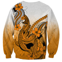 Hawaii Sweatshirt Polynesian Shark Tattoo With Plumeria Orange Gradient LT14 - Polynesian Pride