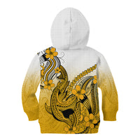 Hawaii Kid Hoodie Polynesian Shark Tattoo With Plumeria Gold Gradient LT14 - Polynesian Pride